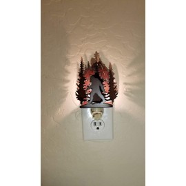 Sasquatch Bigfoot Night Light made out of Rusted Steel
