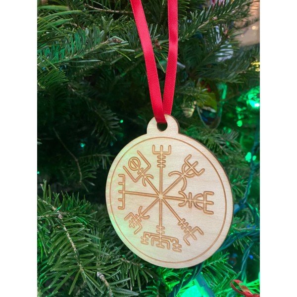 Handmade Vegvisir Viking Compass Protection and Guidance Symbol Wooden Ornament