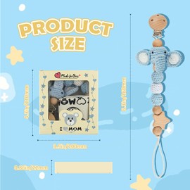 Dummy Clip for Baby Keep Pacifier Clean, Pacifier Clips with Storage Bag for Babies Newborns Girls Boys, Dummy Holder Suitable for Most Types of Pacifiers (Elephant)