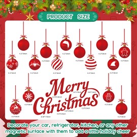 38 PCS Xmas Ball Christmas Garage Door Decorations Magnets Xmas Ball Garage Door Christmas Decorations for Car Refrigerator Kitchen Garage Door Decorations (Red)