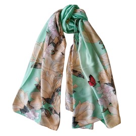 Traziewell Silk Scarf Womens Scarfs Clearance Large Silk Scarves for Women UK Long Ladies Satin Lightweight Flower Neck Wraps 6420