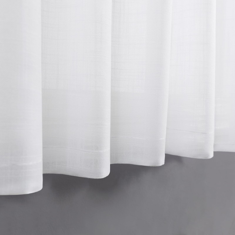 KOUFALL Kitchen Curtains 36 Inch Length,White Linen Light Filtering Semi