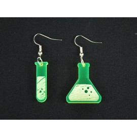 Miniblings Earrings Chemistry Test Tube and Piston Plexi LC Neon Green