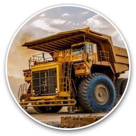 Vinyl Stickers (Set of 2) 15cm - Big Yellow Dumper Truck Laptop Tablet Luggage Scrapbook #2583