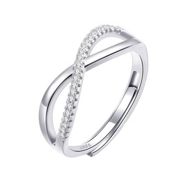 Sterling Silver Adjustable Ring S925 Silver Rings for Women Cubic Zirconia Twist Love Knot Dainty Ring Silver Minimalist Open Finger Rings Silver Thumb Sterling Silver Ring