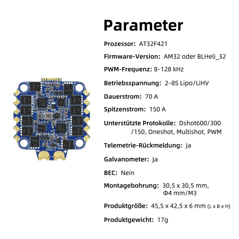 SQRC 4-in-1 ESC 70A Electronic Speed Controller 2-8S for FPV
