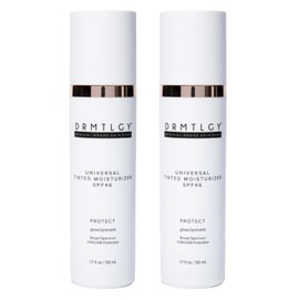 Anti Aging Tinted Sunblock DRMTLGY SPF46 Universal Color Correcting Facial Primer Lightweight Fluid for Sensitive Skin, 2 Pack (1.7 oz Each) – Lightweight Hydrating Tinted Sunscreen for Face, Broad Spectrum SPF Protection, Dewy Finish with Niacinamide & Hyaluronic Acid