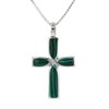 Jewelry Trends Sterling Silver Cross Pendant with Green Created Malachite