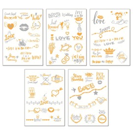 5 Pieces Wedding Foil Embossing Tattoo Stickers, Wedding Tattoo Stickers, Bridal Shower Stickers, Wedding Tattoo Stickers