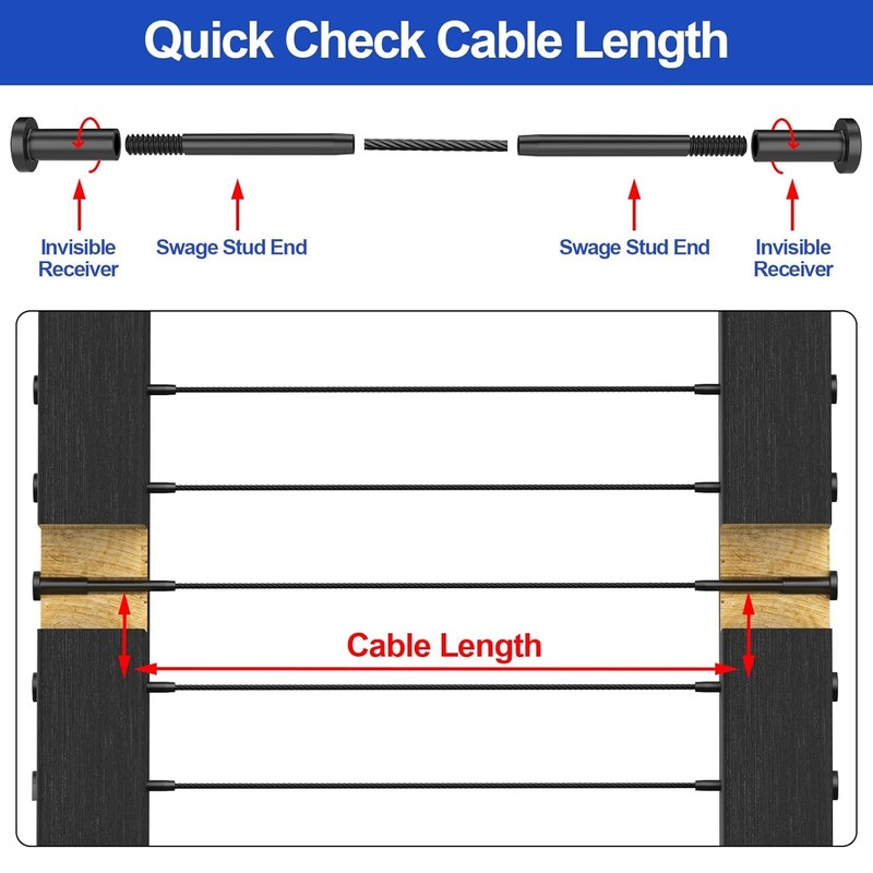 CKE 60 Pack Black Invisible Cable Railing Kit, T316 Stainless