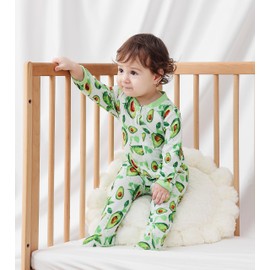 uideazone Baby Girl Pajamas 0-3 Months Footed Sleeper Comfy Avocado Footie Sleepwear Cute One-Piece Romper