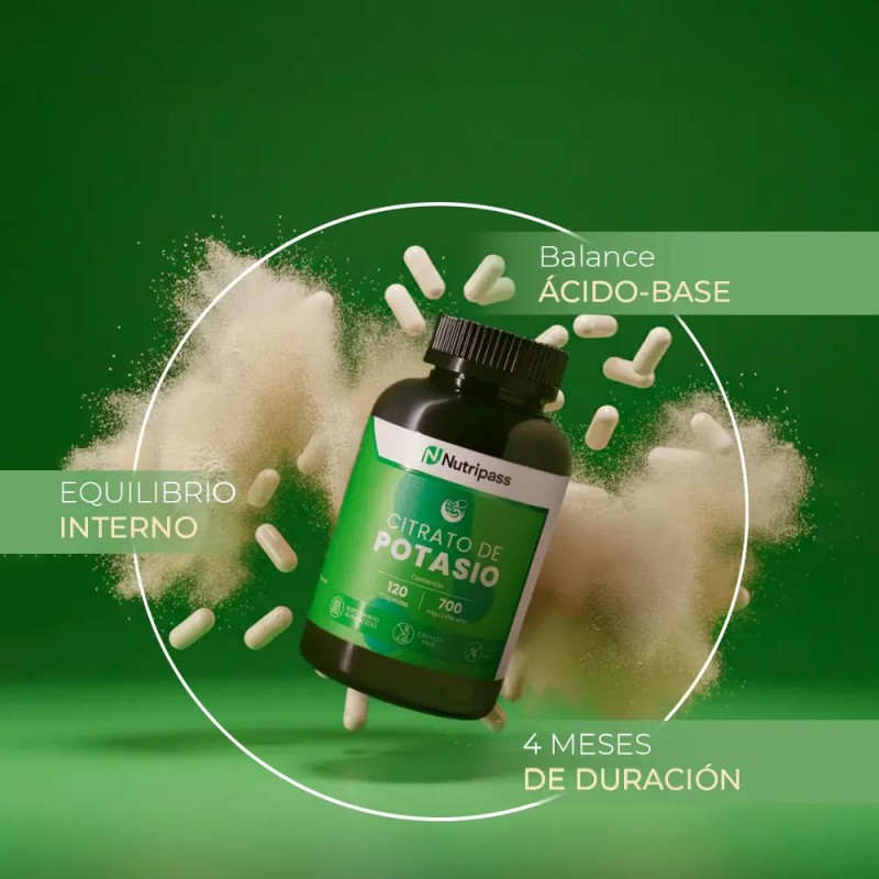 Citrato De Potasio 120 Cápsulas Nutripass 700mg Alta Pureza Sin
