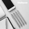 Unibene 6 Pack Sliver Click Ballpoint Pens - Black ink