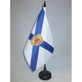 Nova Scotia Table Flag 5'' x 8'' - Canada - Canadian region of Nova Scotia Desk Flag 21 x 14 cm - Black plastic stick and base - Drapeau Nouvelle-Écosse AZ FLAG