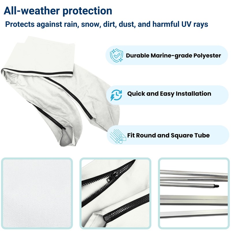 SavvyCraft Bimini Top Storage Boot 54"-60" White, Waterproof UV-Resistant
