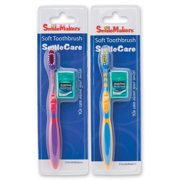 SmileCare Youth Select Toothbrush and Floss Kits - Dental Hygiene Products - 20 Kits per Pack