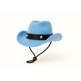 Gen?rico Sombrero Vaquero para Perros y Gatos, Tama?os Chico 13x10 Cm y Mediano 19x15 Cm, Con Correa Ajustable (azul, Small)
