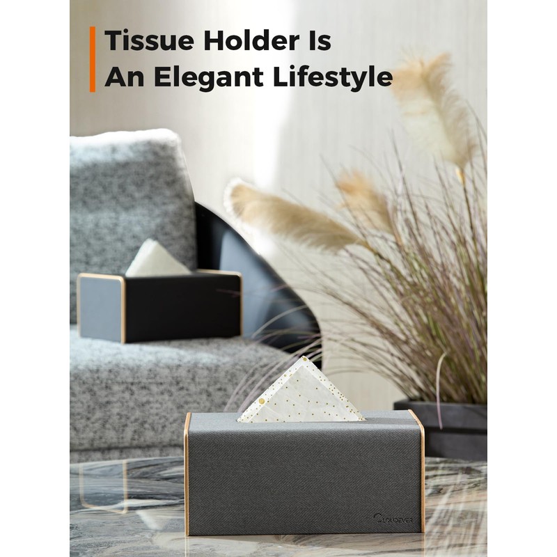 Cloudever Tissue Box Holder Cover Rectangular, Modern PU Leather Decorative