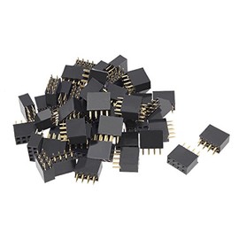 sourcing map 50pcs 2.54 mm Spacing 2x4-Pin Double Row Straight Plug Socket Pin Header DE de