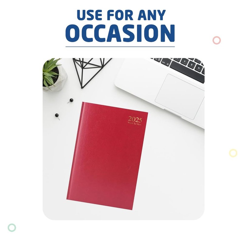 1ABOVE A4 Week to View 2025 Diary| 60gsm-Paper| Hardback, Casebound
