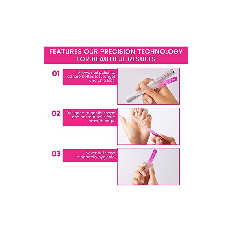 Premium Glass Nail File with Case - Fingernail File for