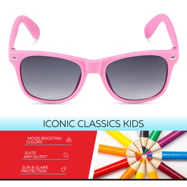 Retro Rewind Kids Sunglasses for Boys Girls Age 3-12 - Shatterproof Rubberized Frame UV400 Toddler Children Sun Glasses