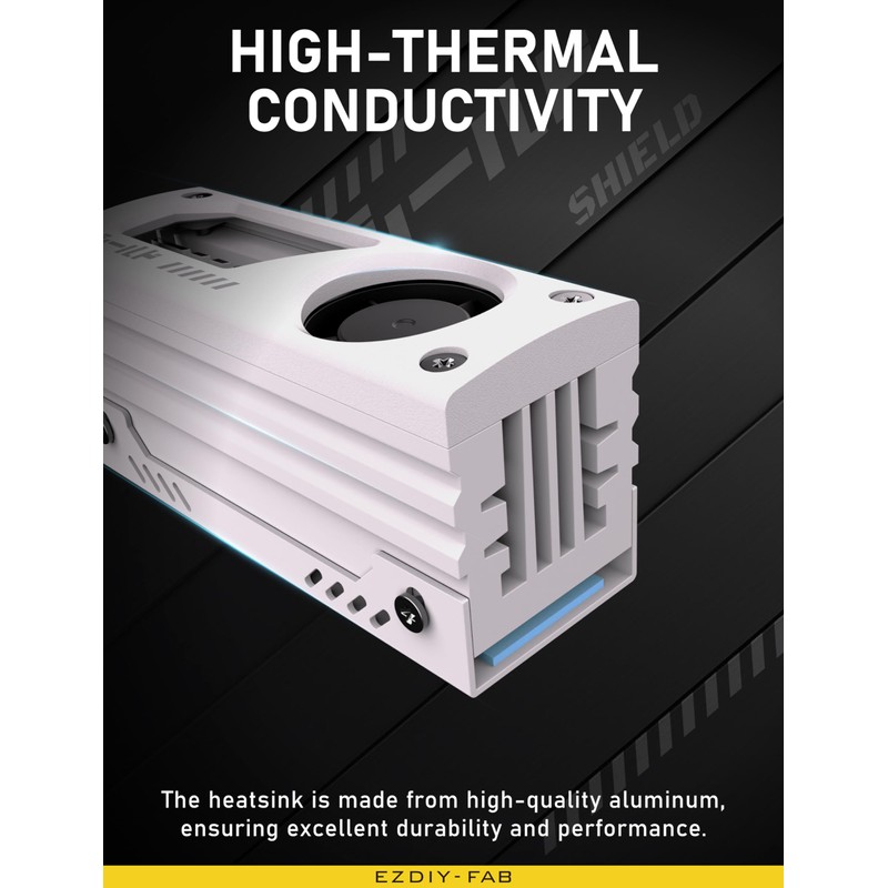 EZDIY-FAB Shield M.2 SSD Heatsink with Build-in 20mm PWM Fan,