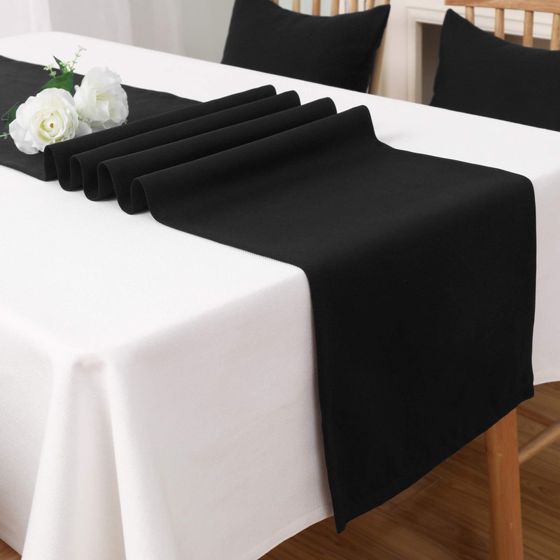 DUALIFE 2PCS Black Table Runner Handcrafted Table Cloth Table Runners