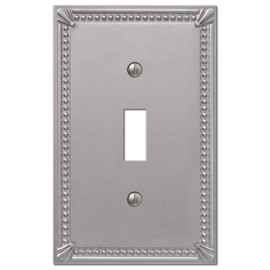 Amerelle 74TBN Imperial Bead Wallplate, 1 Toggle, Cast Metal, Brushed Nickel, 1-Pack