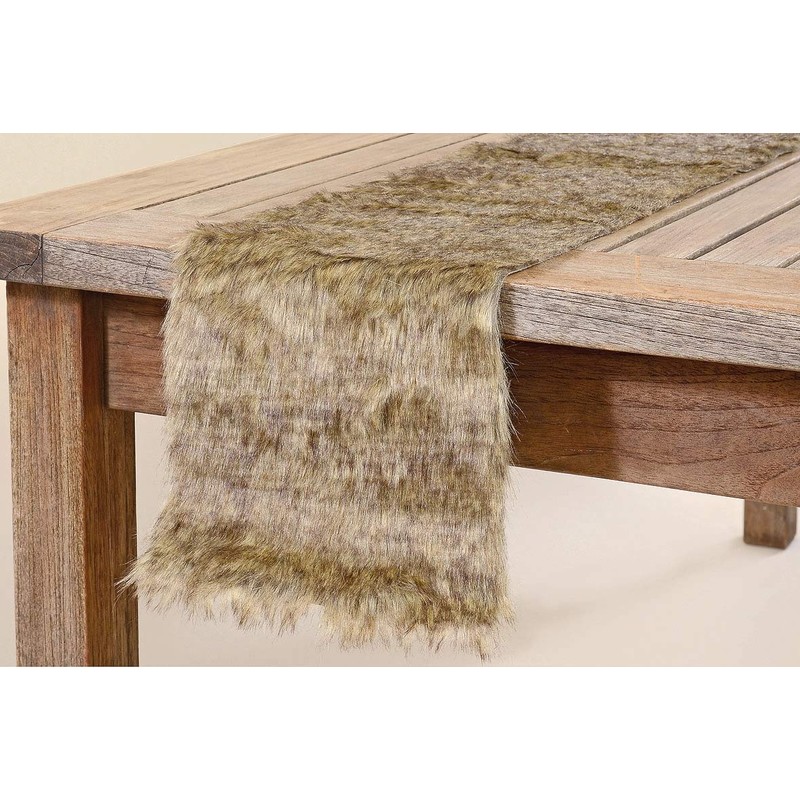 Table Runner Brown Fur Imitation Approx. 120 x 20 x