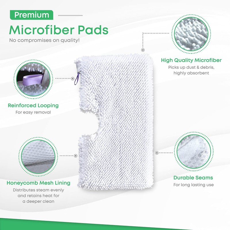 Turbo Microfiber Shark Steam Mop Replacement Pads, Professional Fit Series