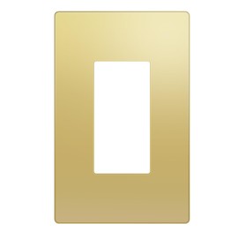 LIDER Decorator Metal Wall Plate, Temperature and Impact Resistant, 201 Stainless Steel, Screwless Cover, Modern Decoration Upgrade, Mid-Size 1-Gang 4.88" x 3.11", Polished Brass, LSMWP-31M-PB