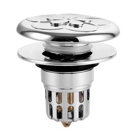 ASelected Sink Plug Replacement Bathroom Sink Plug Replacement For Bathroom And Kitchen Sink Plug Drain Push Type Brass Bounce Core Drain Filter With Hair Catcher For 34-40Mm