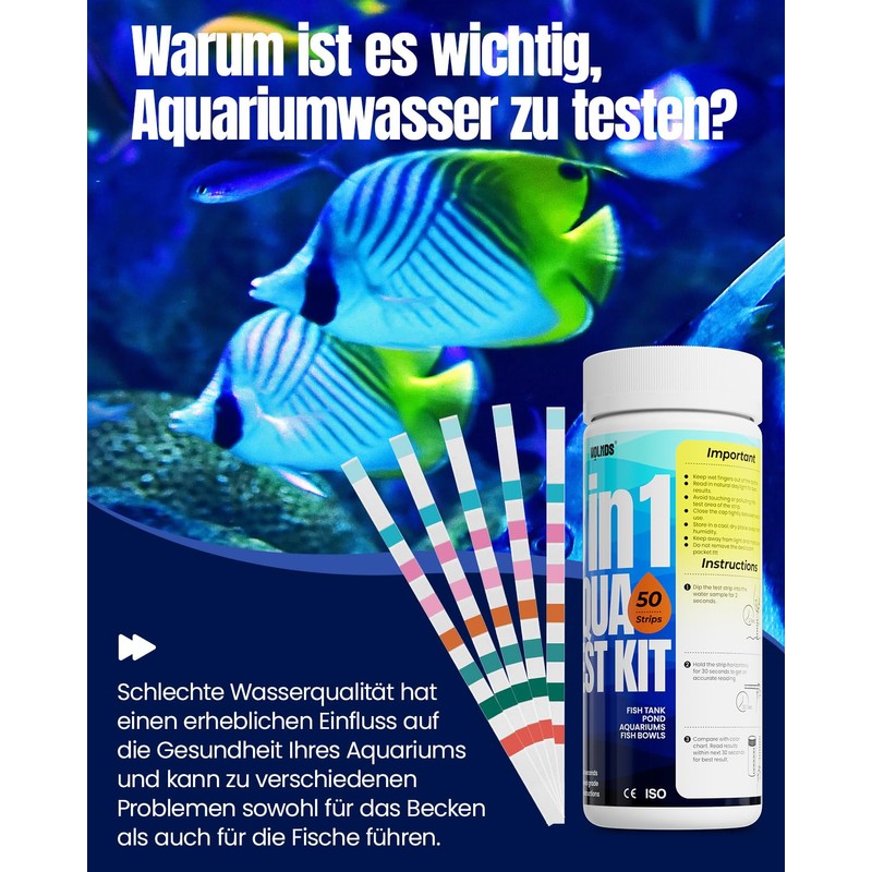 Wolmds Aquarium Test Strips - 8-in-1 Aquarium Water Test Case: