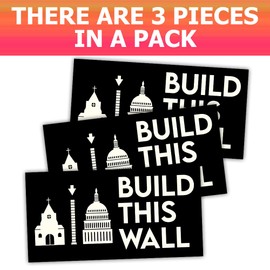 HOSALA (3Pcs - 7.5x3.75 IN) Build This Wall Separate Church And State Bumper Sticker, US Political Car Decal, Election 2024 Truck Minivan Trailer Decoration, Car Accessories, Gift For Family, Friends