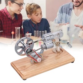 Steam Engine Model Kit Hot Air Stirling Engine Model Stirling Motor with LED Light Flywheel Design Science Experiment Model Educational Toy for Mechanics