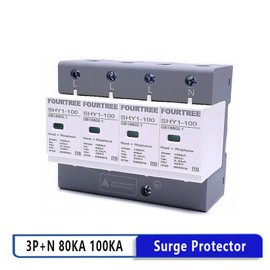 OFWAX 1PCS Surge Protector AC 3P+N 40~80KA 60KA~100KA 385V 420V SPD House Lightning Protection Arrester Low-Voltage Protection 4P(4P 385V AC,40-80KA)
