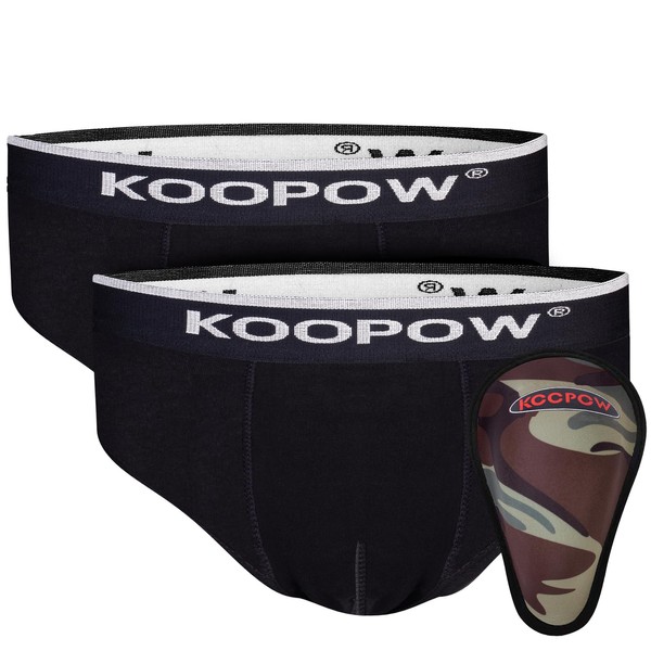 KOOPOW 2-Pack Youth Underwear Boys Baseball Cup Briefs With Soft