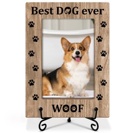 Dog Picture Frame Pet Picture Frame, Wooden Photo Frame For Dog Lover, Dog Memorial Gifts for Dog Owner, 4x6 Photo Frame For Tabletop Display, Home Office Table Decor -015