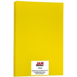 JAM PAPER Ledger 65lb Cardstock - 11 x 17 - Tabloid Coverstock - 176 gsm - Yellow Recycled - 50 Sheets/Pack