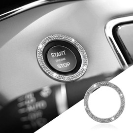 Bling Car Crystal Rhinestone Ring Emblem Sticker, Push to Start Button Cover/Sticker, Key Ignition Starter & Knob Ring, Car Interior Decoration Bling Car Accessories for Women