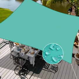 INFRANGE Waterproof 9' x 17' Sun Shade Sail Rectangle Canopy Shade Cover Sunshade for Patio Garden Deck Outdoor (Turquoise)