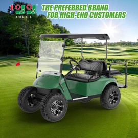 10L0L Golf Cart Seat Covers for EZGO TXT Front Seats - Waterproof Vinyl Leather with Adjustable Straps and Retractable Buckle, No Stapler Needed Black