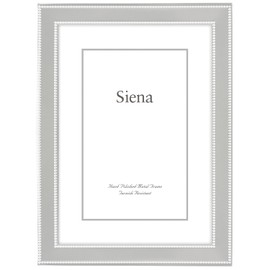 Siena Beaded Silver Picture Frame, Tarnish Resistant Finish, Perfect Photo Frame for any End Table, Credenza, Shelf, or Nightstand, Silver 4x6