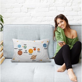 JINYO Solar System Pillow Covers 12x20, Space Room Decor for Boys, Space Themed Bedroom Decor, Outer Space Planets Decorative Lumbar Throw Pillow Covers for Couch Bed, Space Bedroom Room Decor