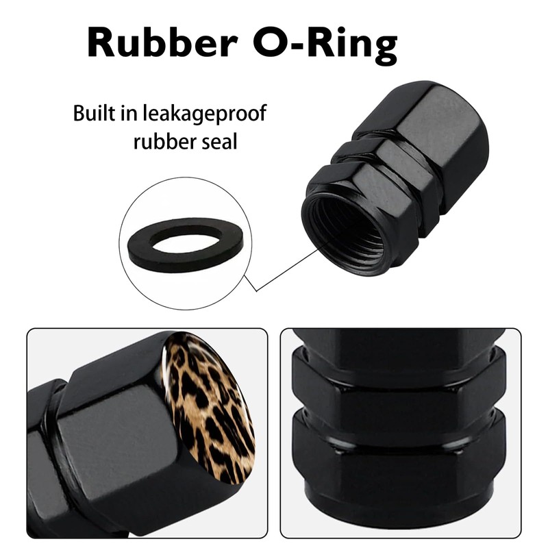 Tire Valve Stem Caps Leopard Car Accessories 4-Pack-Aluminum Alloy Rust-Proof
