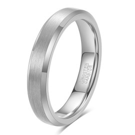 LXBQYSTO 4mm 6mm 8mm Basic Tungsten Ring for Men Casual Tungsten Wedding Band Matte Brushed Finish Comfort Fit (4mm-Silver, 8)