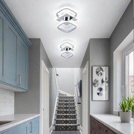 ElDISUNY Modern LED Ceiling Lights, 30W Sliver Elegant Square Lamp LED Ceiling Lights Fixture for Kitchen Hallway Indoor Home Office Living Room Bedroom Dining Room Cool White Light 6000K