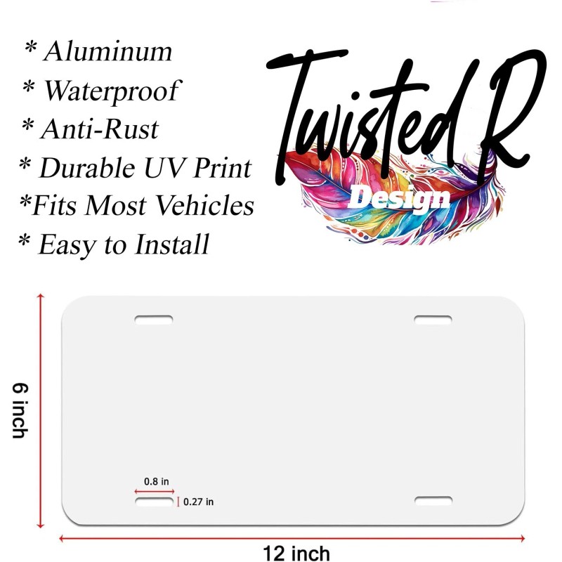 Twisted R Design Mandala Sea Turtle Aluminum Front License Plate