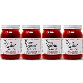 Bone Suckin' Sauce Sweet Southern BBQ Sauce, Gluten-Free, Non-GMO, Kosher, Sweetened with Cane Sugar & Molasses, All-Purpose Barbecue Sauce, For Ribs, Chicken, Pork, Beef (4 Count, Sweet Southern)